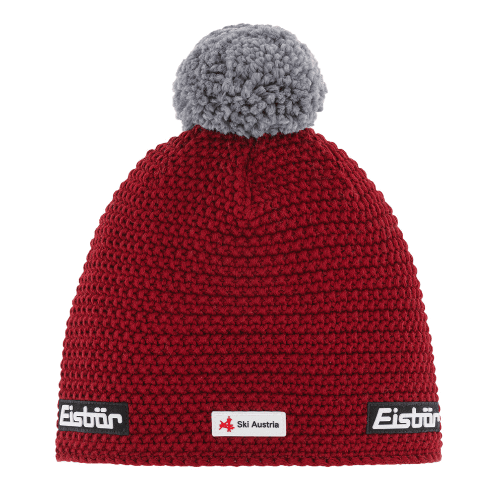 Zimná čiapka EISBÄR Jamie Pompon Mü SKA/ červeno-sivá - Čiapky - 1