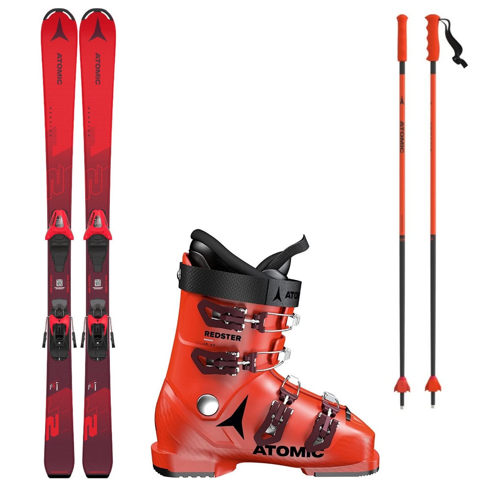 Lyžiarsky set ATOMIC Redster J2 100-120cm s viazaním + lyžiarky + palice - Detské lyže - 1