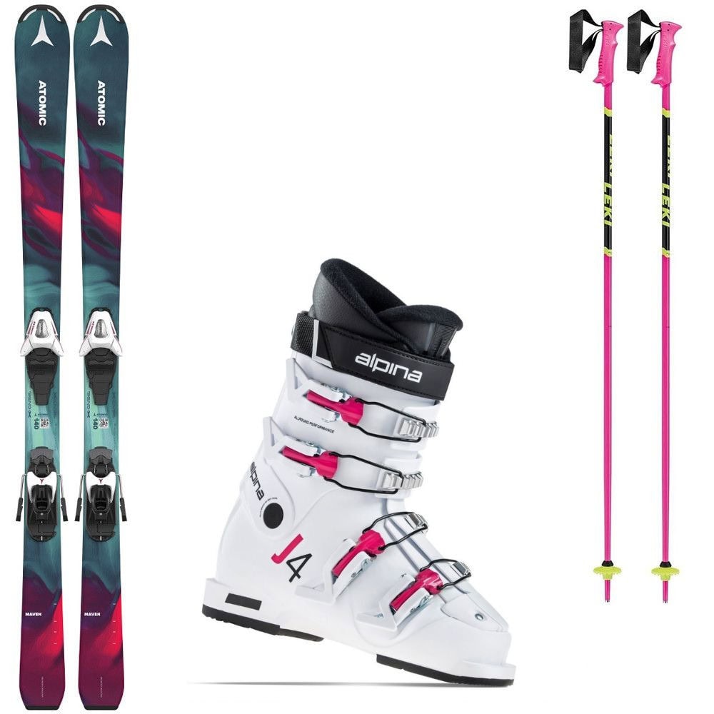 Lyžiarsky set ATOMIC Maven Girl 130-150cm + lyžiarky Alpina + palice - Detské lyže - 1