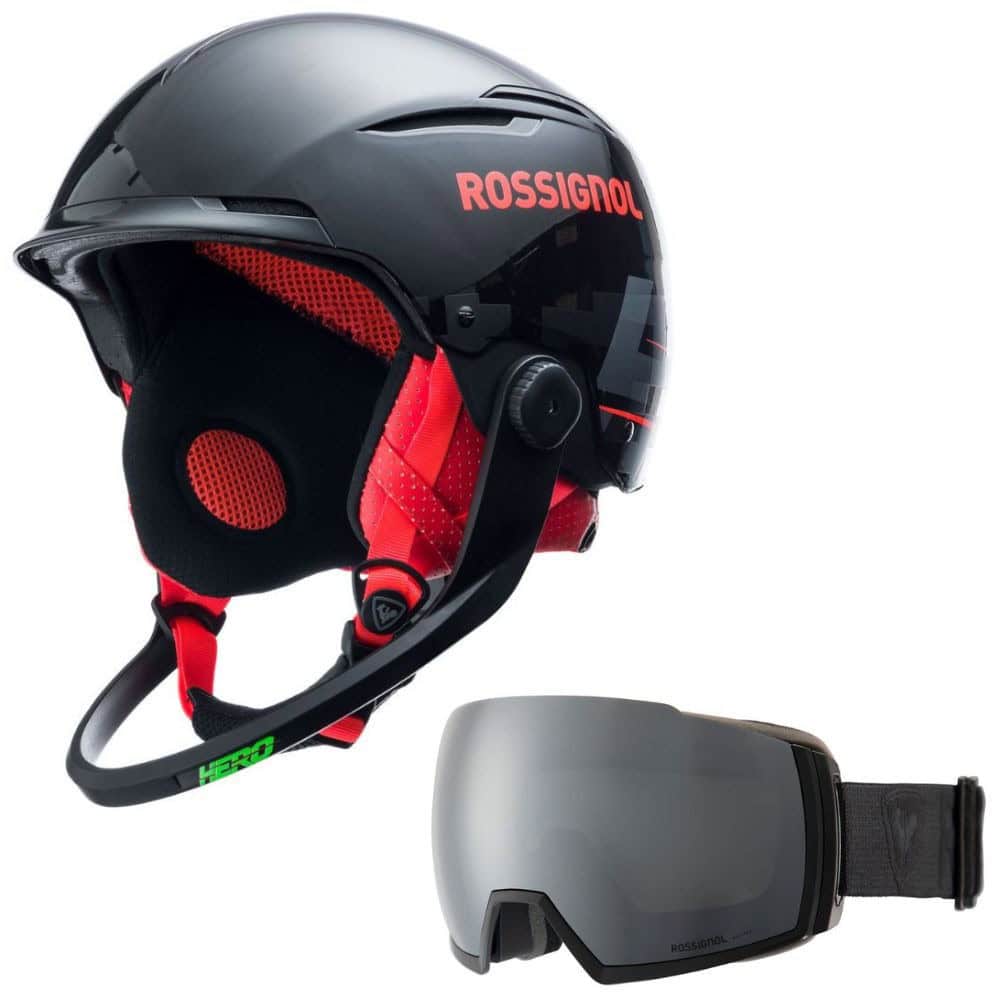 Lyžiarska prilba ROSSIGNOL Hero Slalom Impacts Black Chinguard & Okuliare Magnetic Lens - Pánske prilby - 1