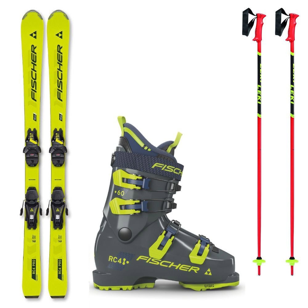 Lyžiarsky set FISCHER RC4 Pro s viazaním + lyžiarky Fischer + palice - Detské lyže - 1