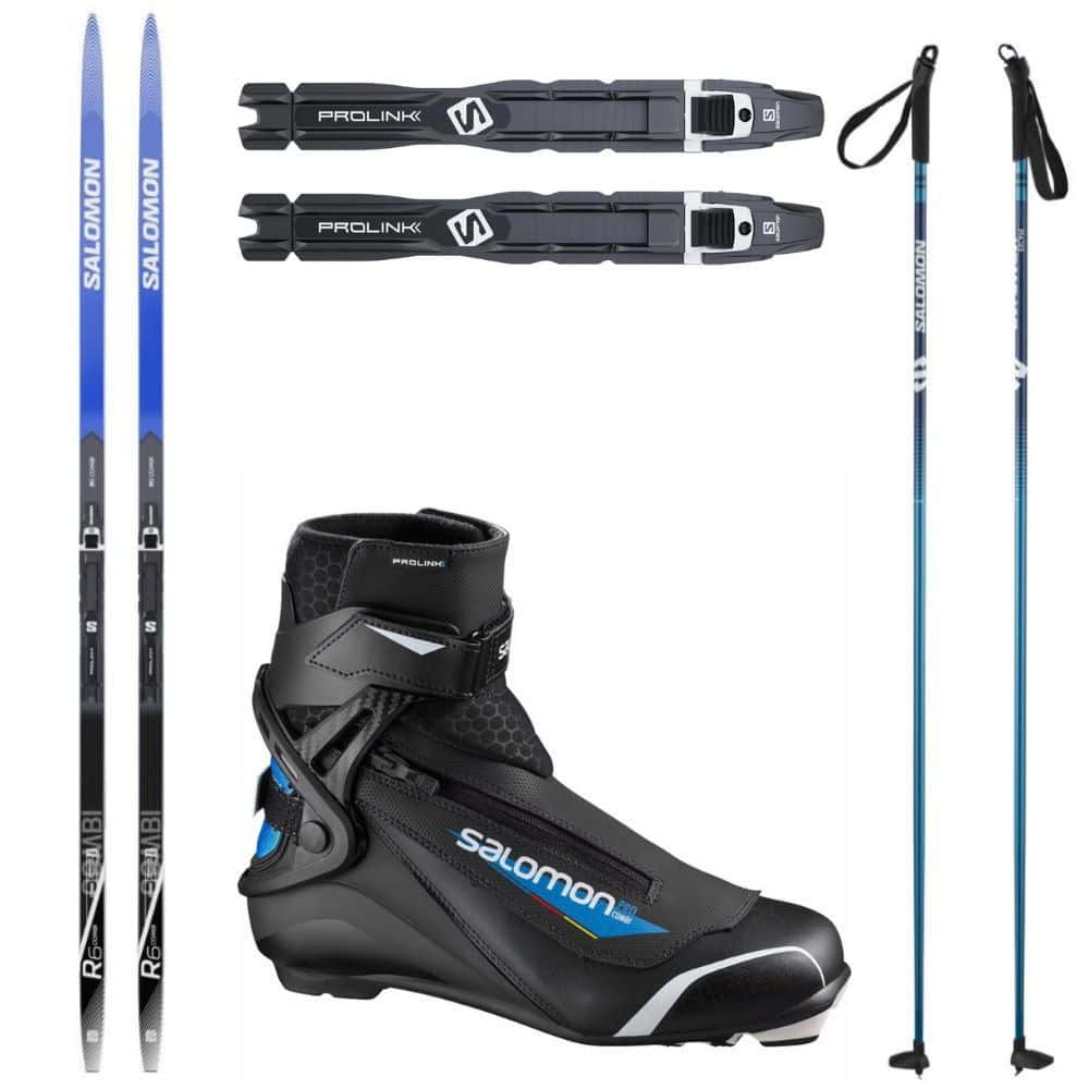 Bežkový set SALOMON R6 Combi PM s viazaním + obuv PRO Combi Prolink + palice - Detské sety - 1