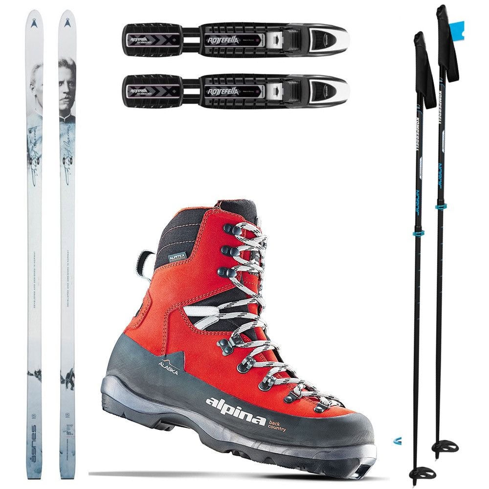 Backcountry bežky ASNES Nansen WL so stúpacím pásom + viazanie + obuv ALPINA Alaska BC + palice - Backcountry sety - 1