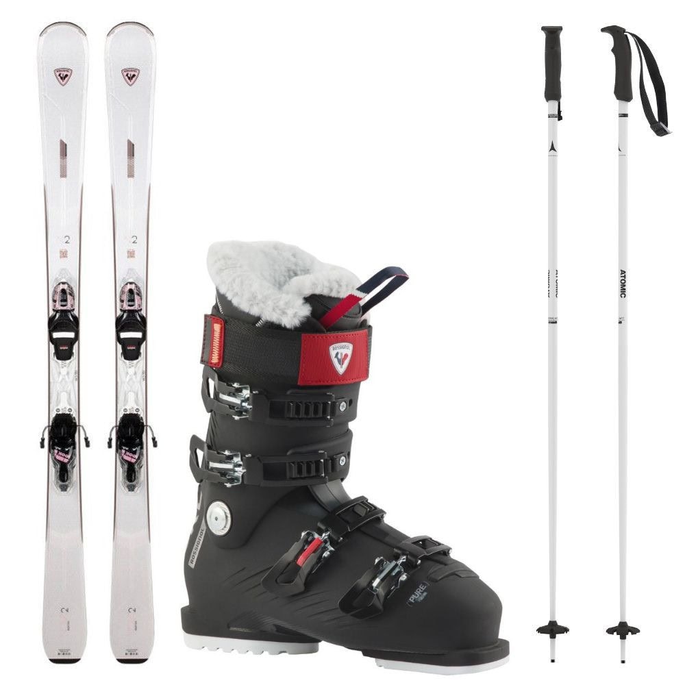 Lyžiarsky set ROSSIGNOL Nova 2 Xpress s viazaním + lyžiarky ROSSIGNOL Pure 80 + palice - SETY - Lyže + Lyžiarky - 1