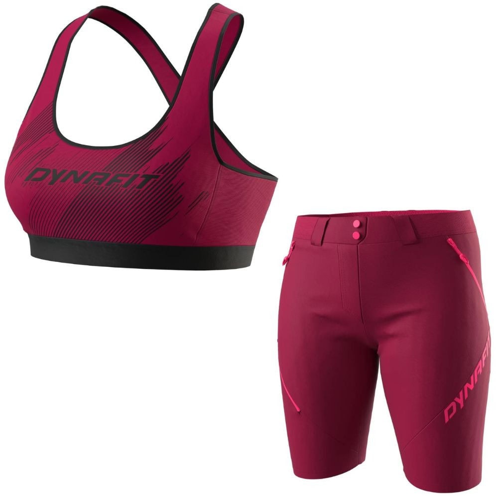 Komplet DYNAFIT Podprsenka Alpine Graphic + Kraťasy Transalper 4 DST W Beet Red - SETY - Letné oblečenie - 1