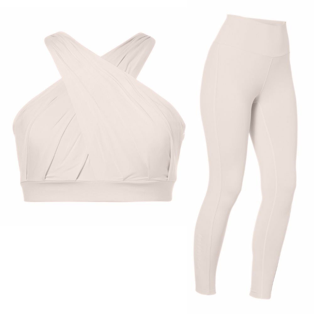 Komplet GOLDBERGH Drape BRA & Claudine Tight Champagne - Športové podprsenky - 3