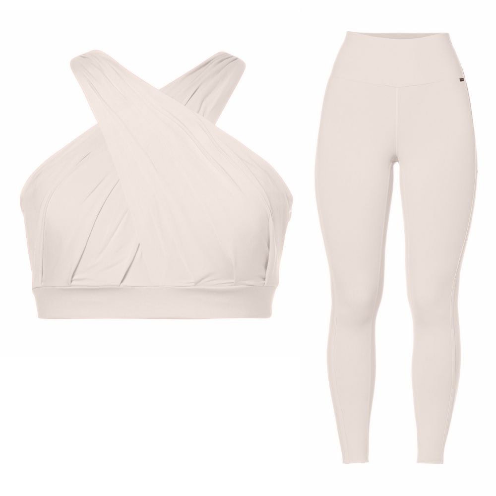 Komplet GOLDBERGH Drape BRA & Claudine Tight Champagne - Športové podprsenky - 2