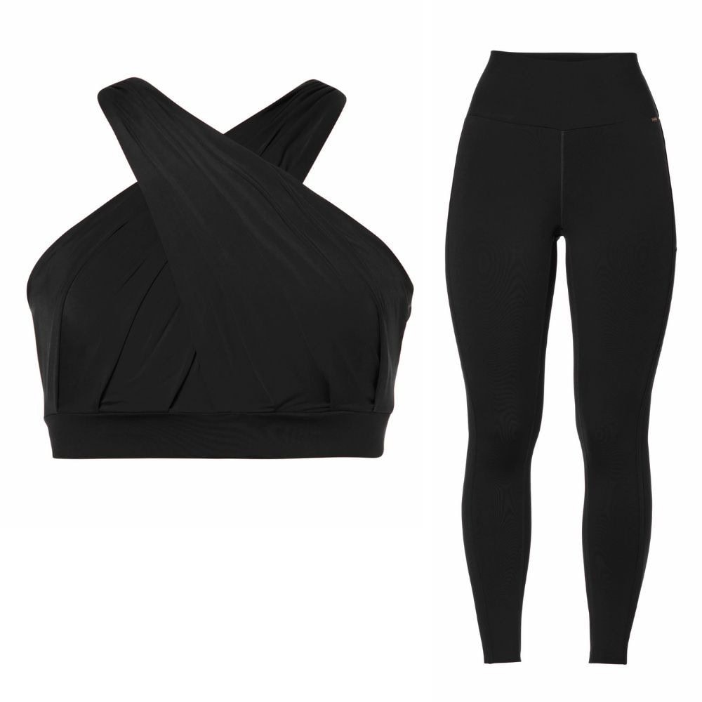 Komplet GOLDBERGH Drape BRA & Claudine Tight Black - Športové podprsenky - 2