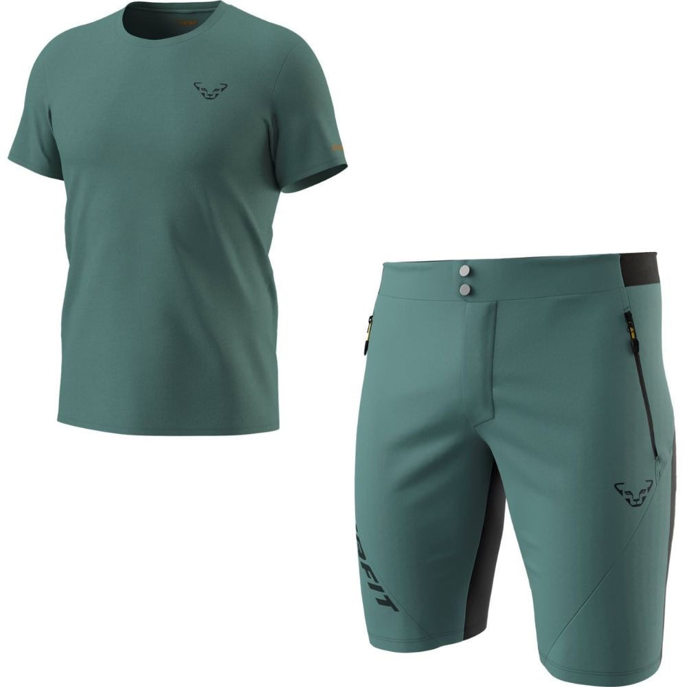 Komplet DYNAFIT 24/7 Graphic T-Shirt M Atlantic/Sunrise Trail + Transalper2 Light DST Shorts M Atlantic - SETY - Letné oblečenie - 1