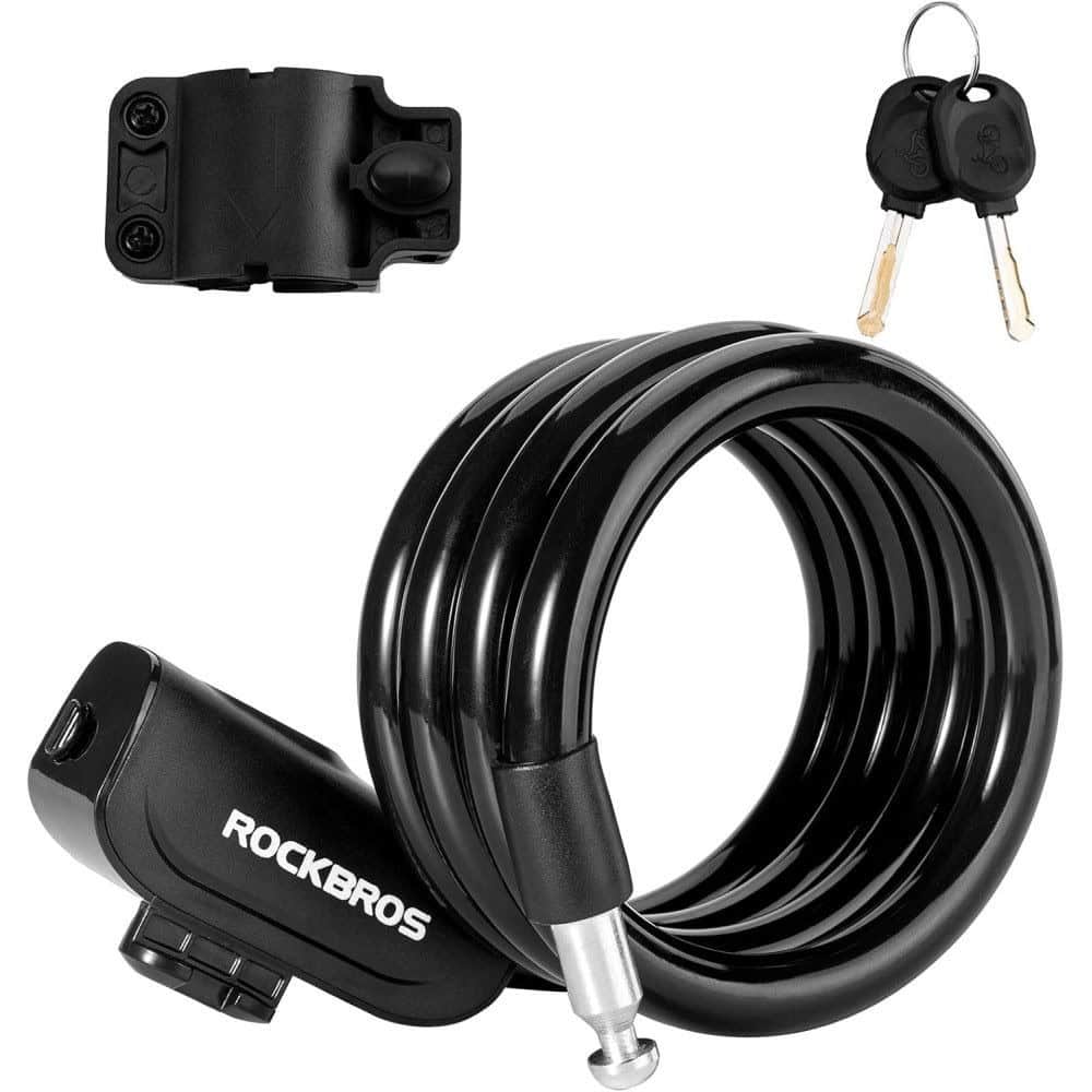 Zámok ROCKBROS špirálový na kľúč 12x1200 mm Čierny - Zámky - 3