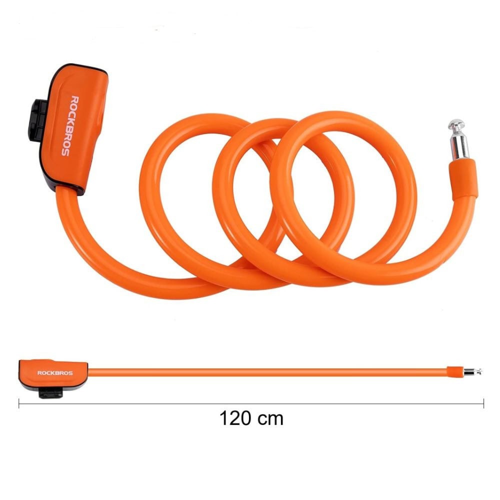 Zámok ROCKBROS špirálový na kľúč 12x1200 mm Oranžový - Zámky - 3