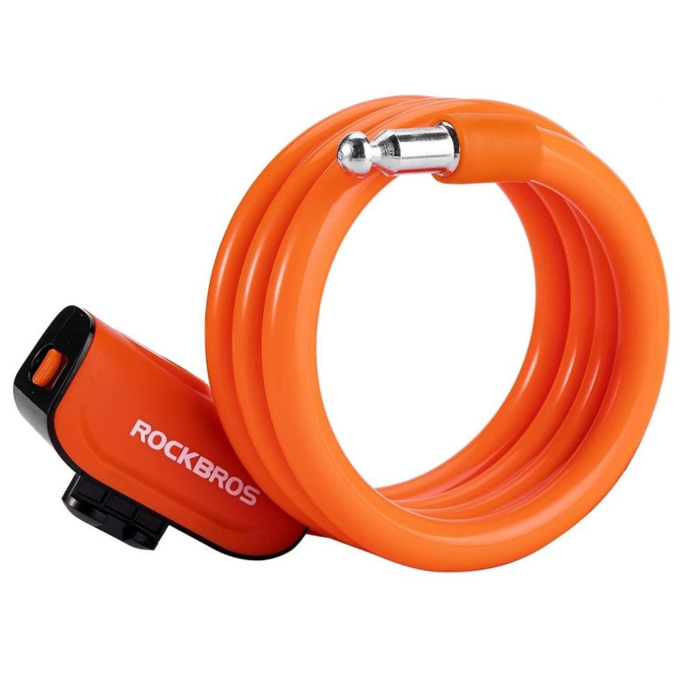 Zámok ROCKBROS špirálový na kľúč 12x1200 mm Oranžový - Zámky - 1