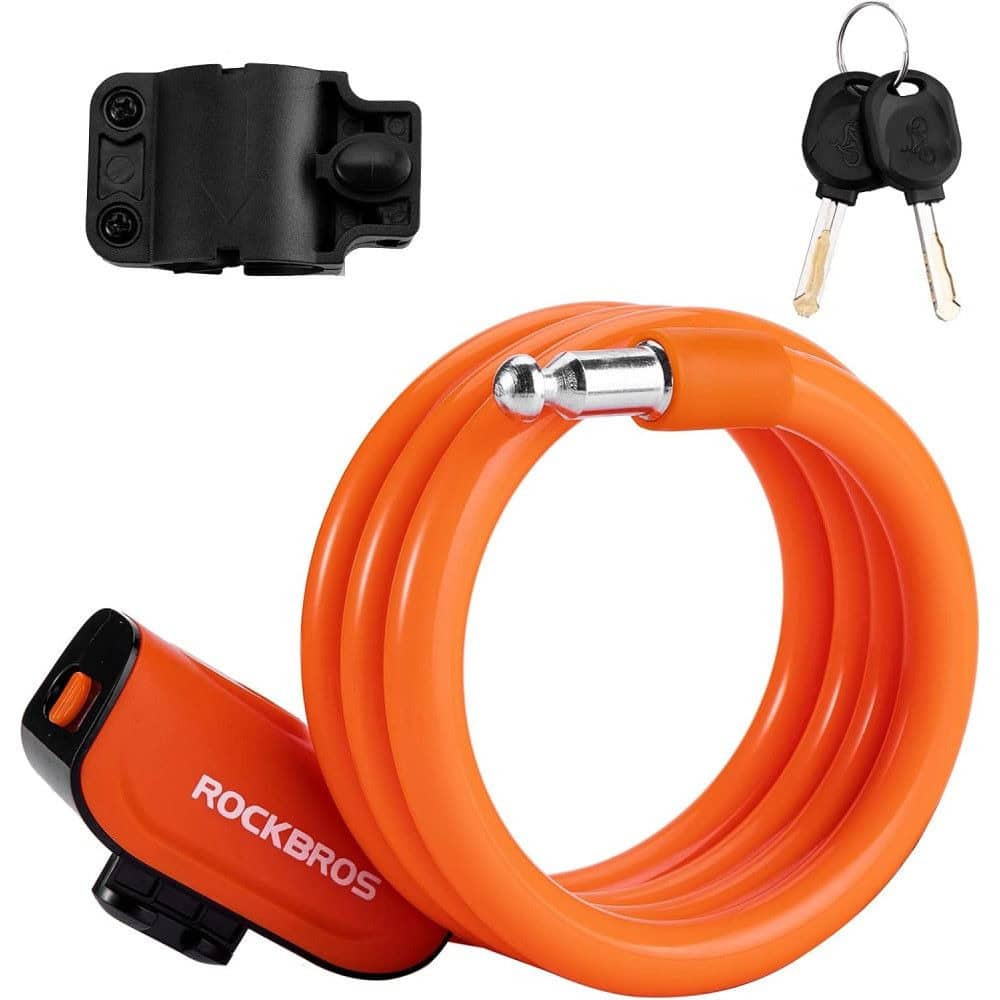Zámok ROCKBROS špirálový na kľúč 12x1200 mm Oranžový - Zámky - 2