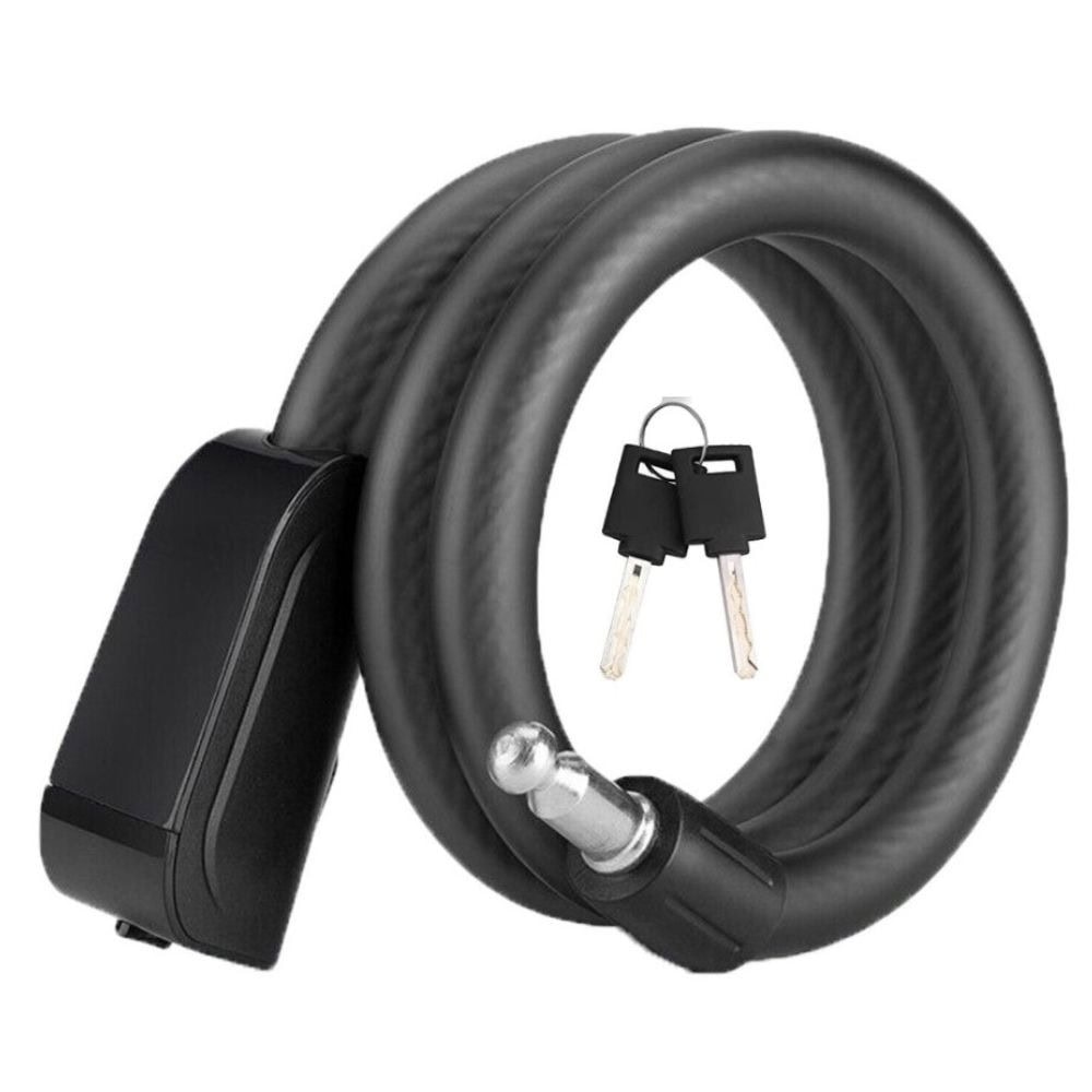 Zámok ROCKBROS špirálový na kľúč 14,2x1000 mm Čierny - Zámky - 1