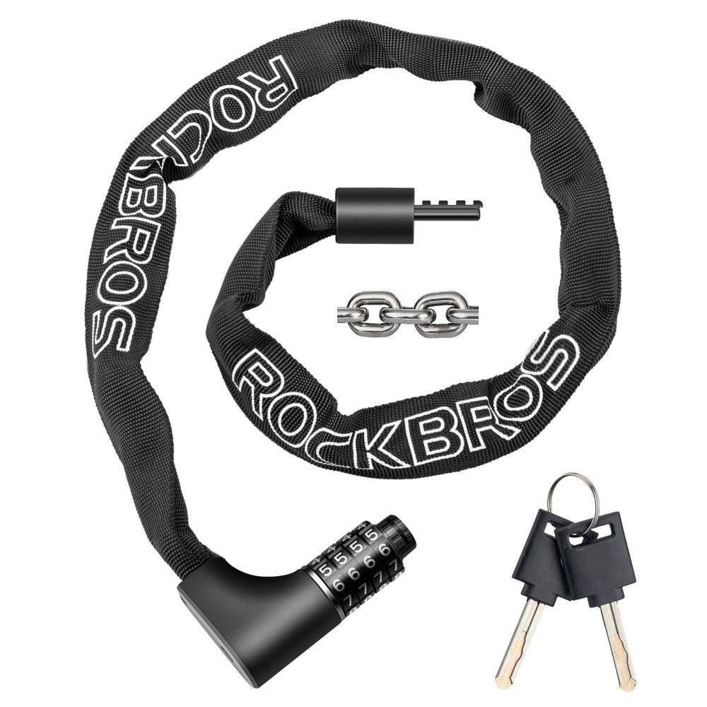 Zámok ROCKBROS reťazový kódový aj na kľúč 960 mm Čierny - Zámky - 2