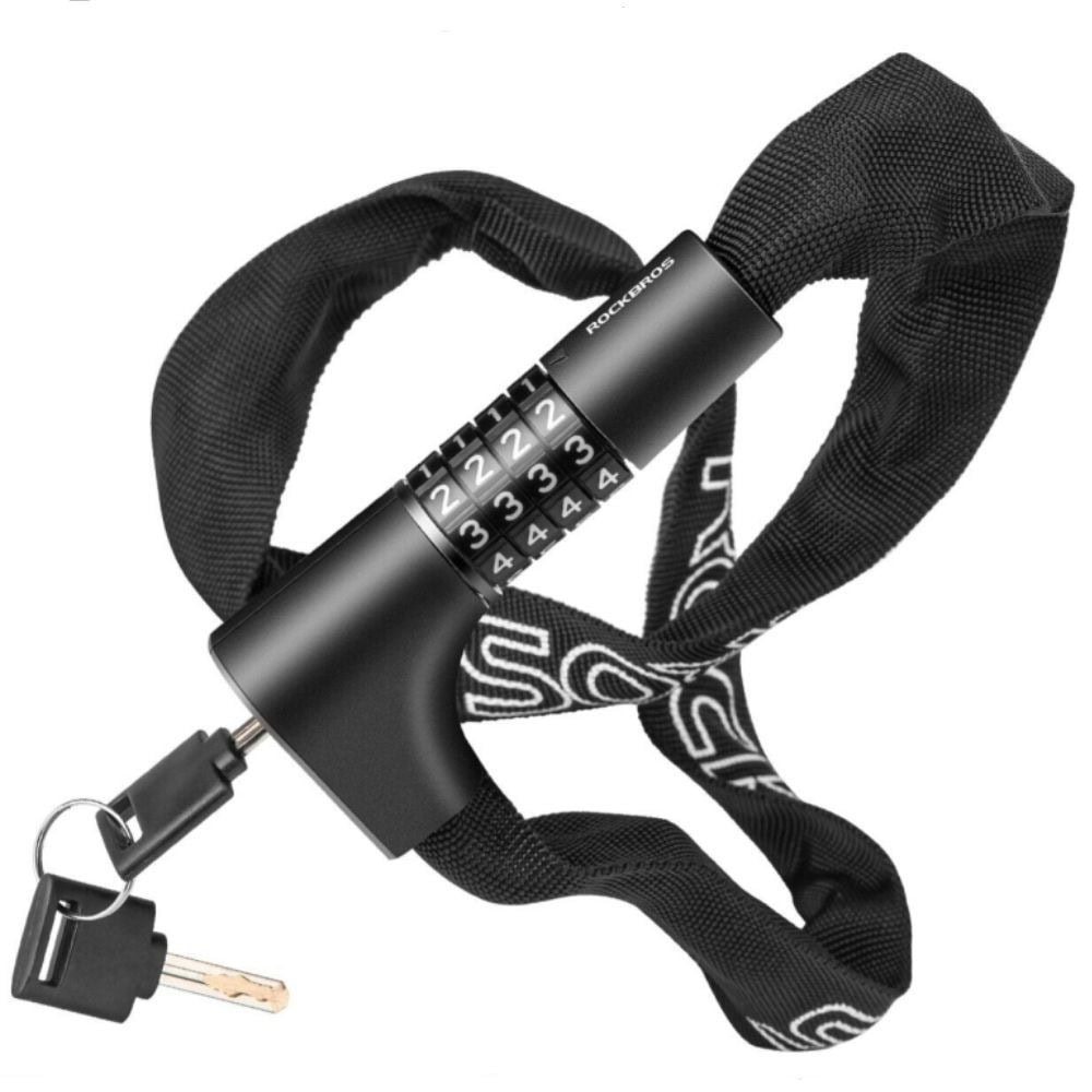 Zámok ROCKBROS reťazový kódový aj na kľúč 960 mm Čierny - Zámky - 3