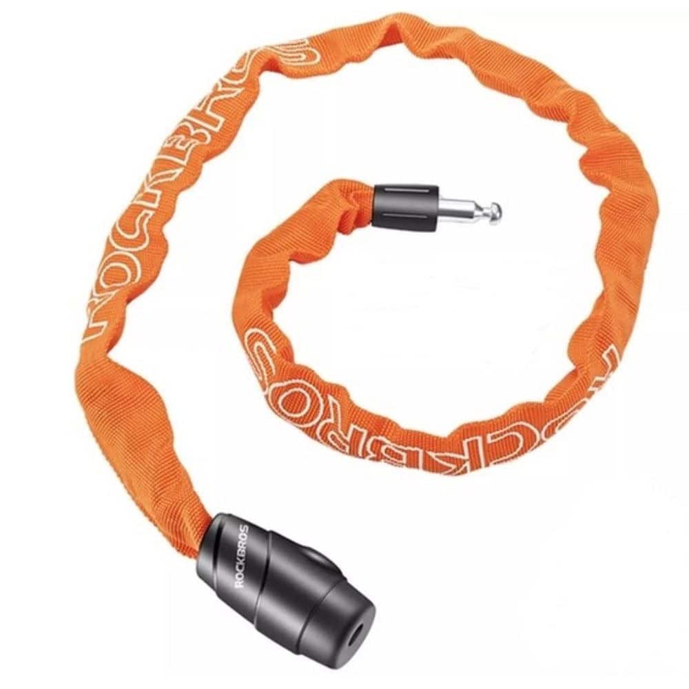 Zámok ROCKBROS reťazový kódový aj na kľúč 960 mm Oranžový - Zámky - 1