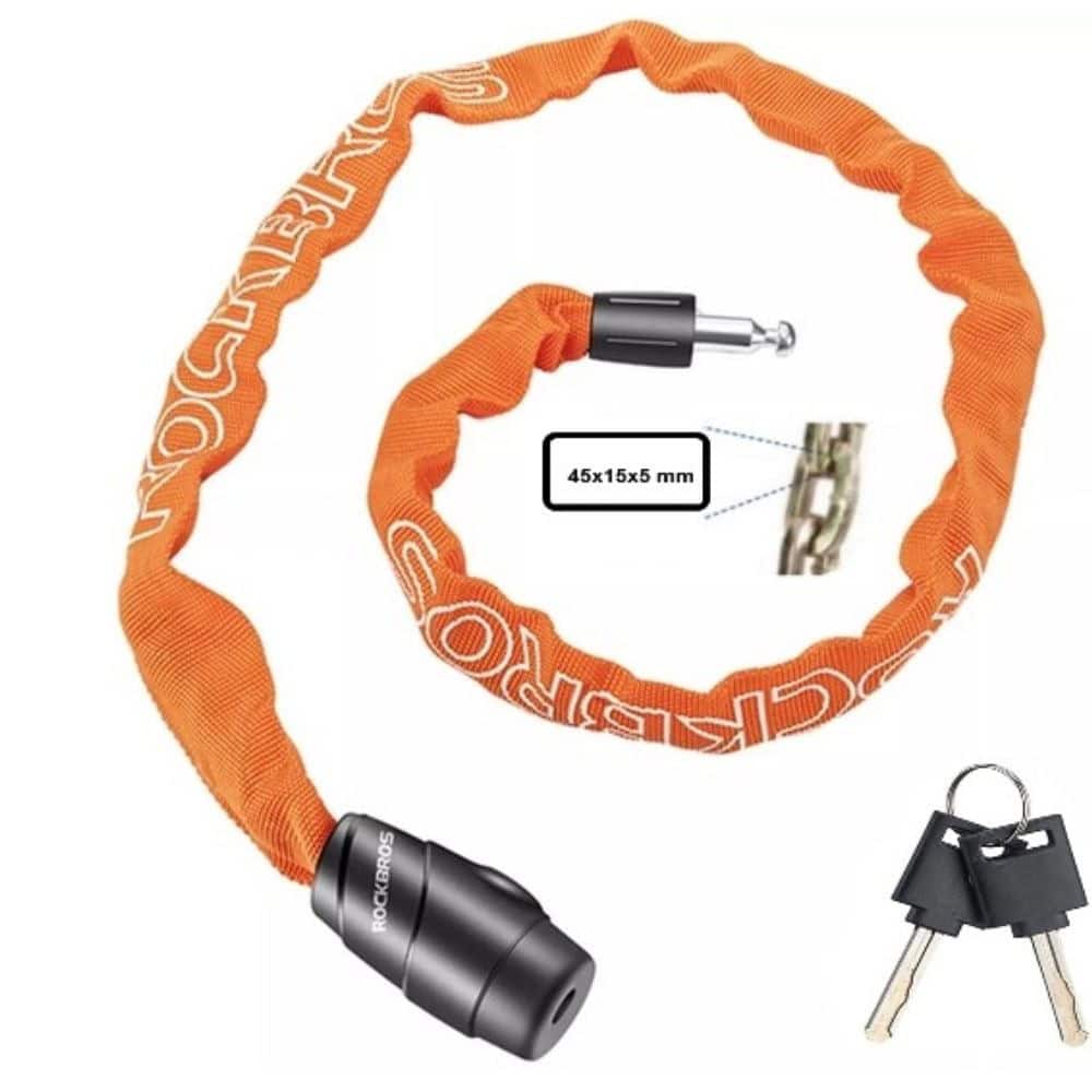 Zámok ROCKBROS reťazový kódový aj na kľúč 960 mm Oranžový - Zámky - 2
