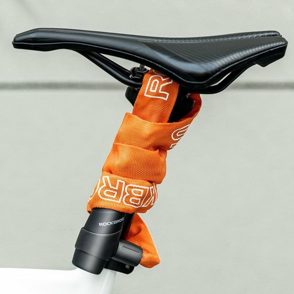 Zámok ROCKBROS reťazový kódový aj na kľúč 960 mm Oranžový - Zámky - 3