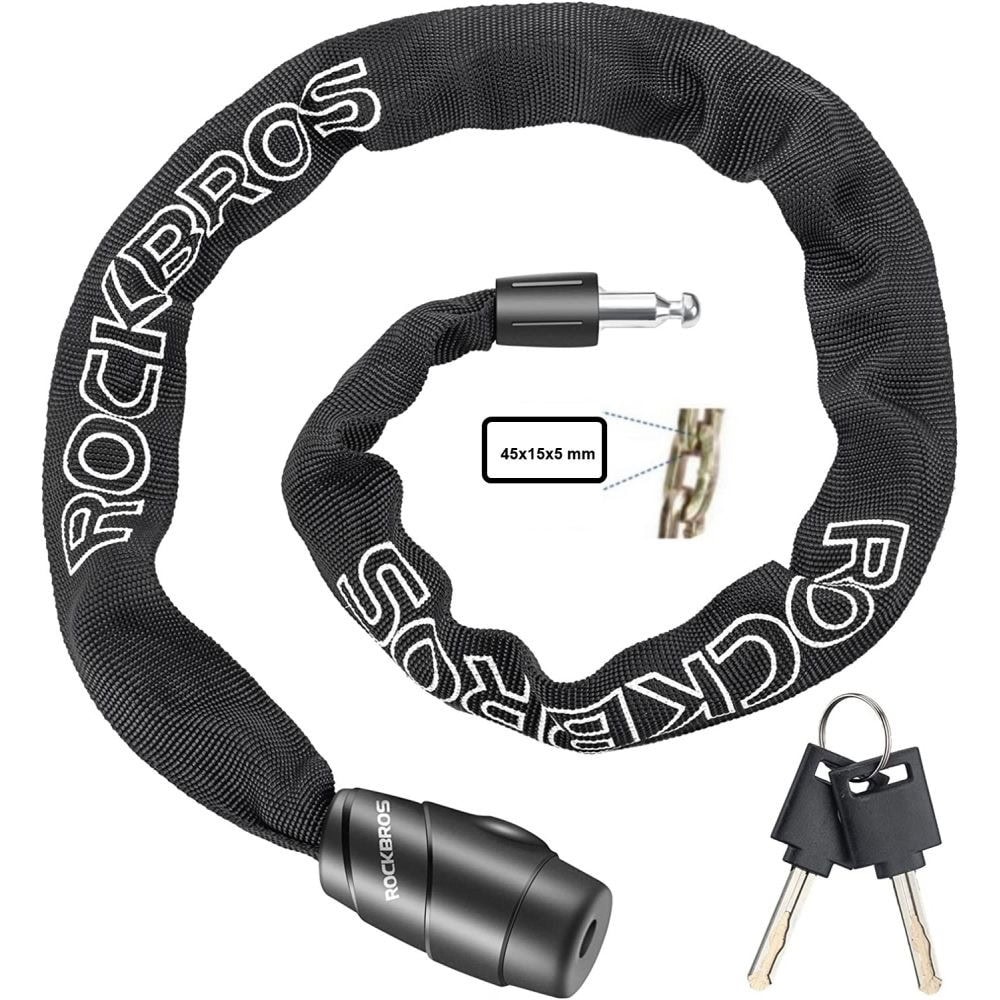 Zámok ROCKBROS reťazový kódový aj na kľúčik 960 mm Čierny - Zámky - 2