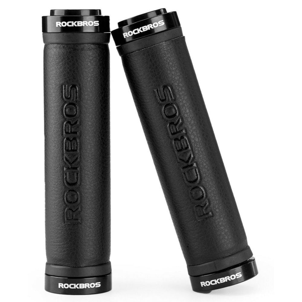 ROCKBROS kožené rukoväte na riadidlá Black 2 - Gripy a omotávky - 2