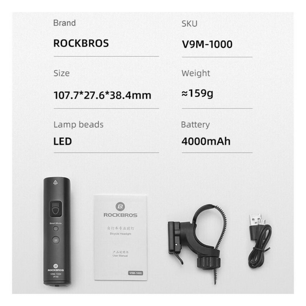 Svetlo predné ROCKBROS 1000 LM 5F - Svetlá - 5