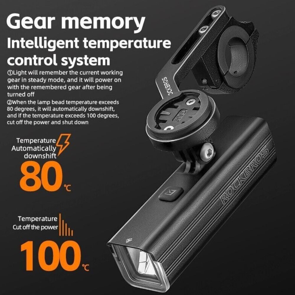 Svetlo predné ROCKBROS 1500LM s USB nabíjaním - Svetlá - 5