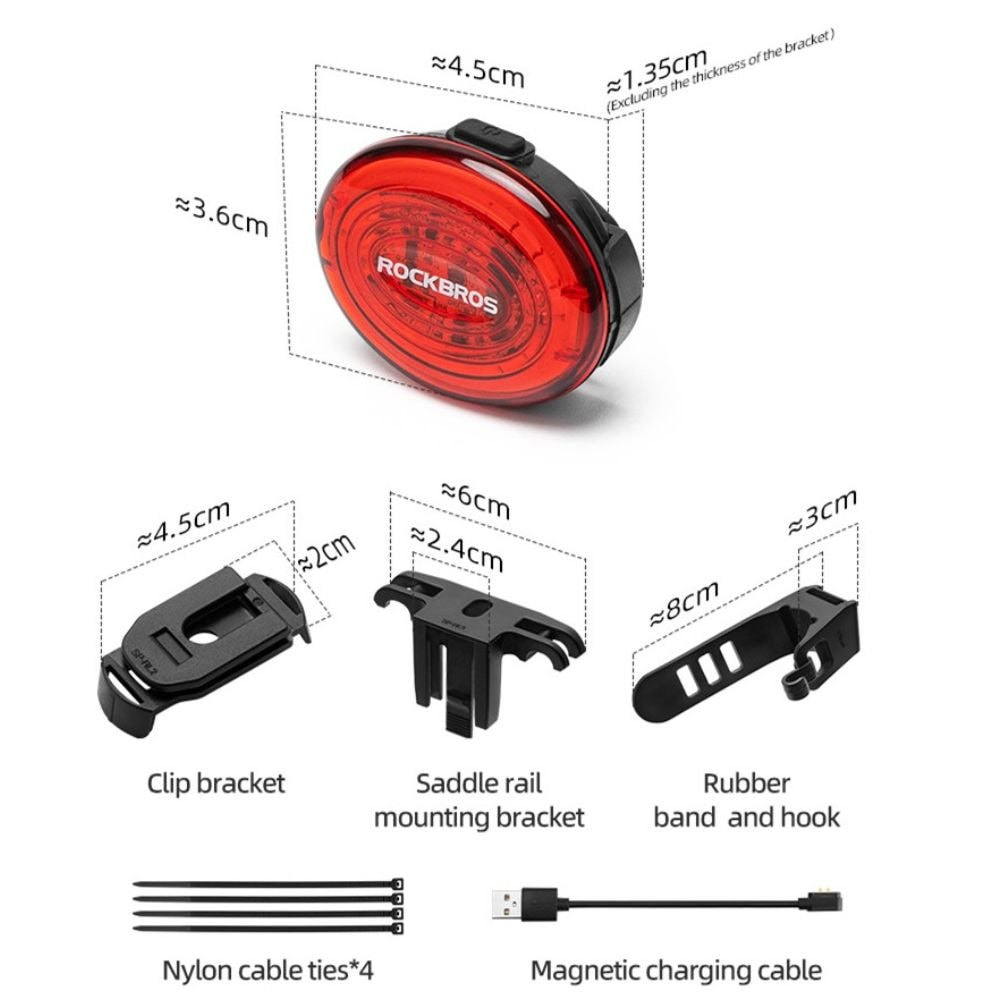 Svetlo zadné ROCKBROS Cob LED IPX7 s USB nabíjaním - Svetlá - 4