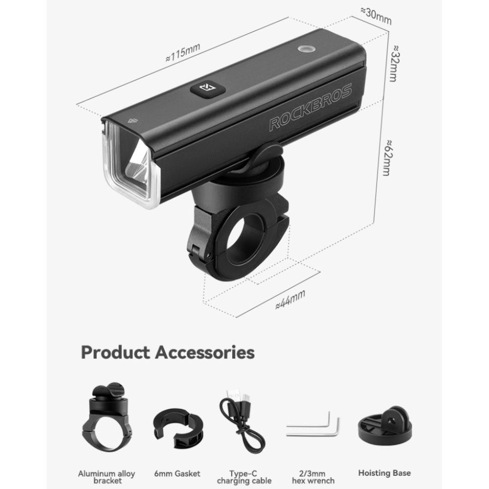 Svetlo predné ROCKBROS 1500 LM 20W Cree XML T6 - Svetlá - 2