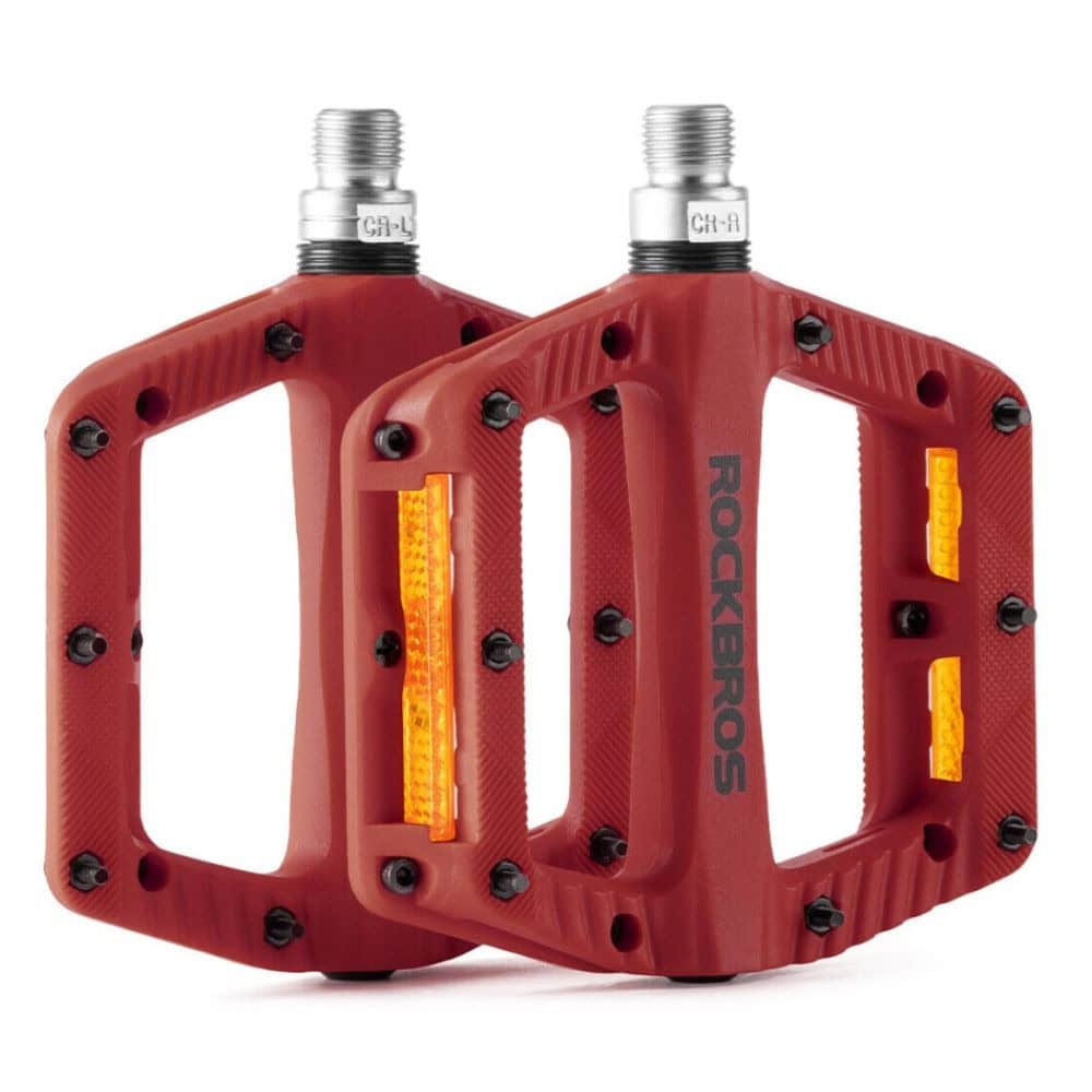 Pedál ROCKBROS Pl Lsl Flat Nylon Červený s odrazkami - Pedále - 1