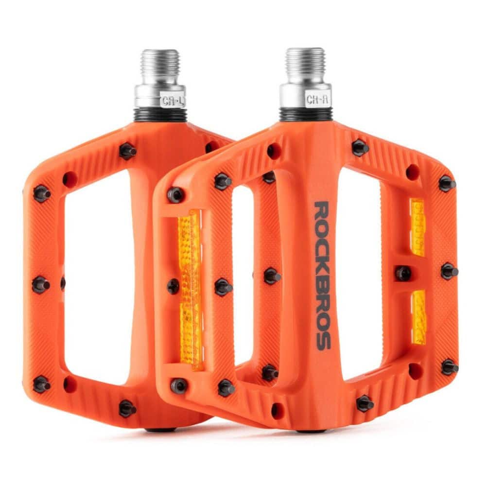 Pedál ROCKBROS Pl Lsl Flat Nylon Oranžový s odrazkami - Pedále - 1