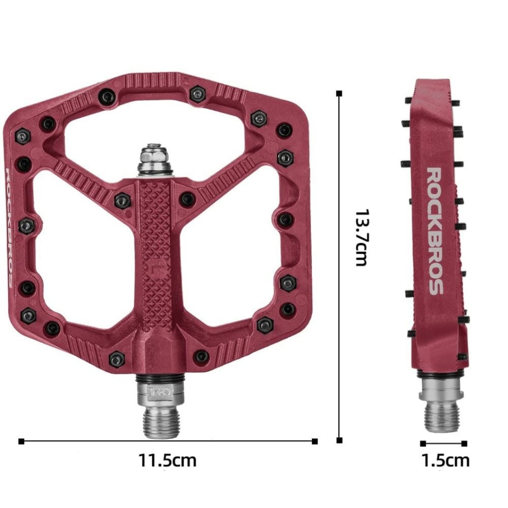 Pedále ROCKBROS Pl Lsl Flat Nylon 9/16 Červené - Pedále - 2