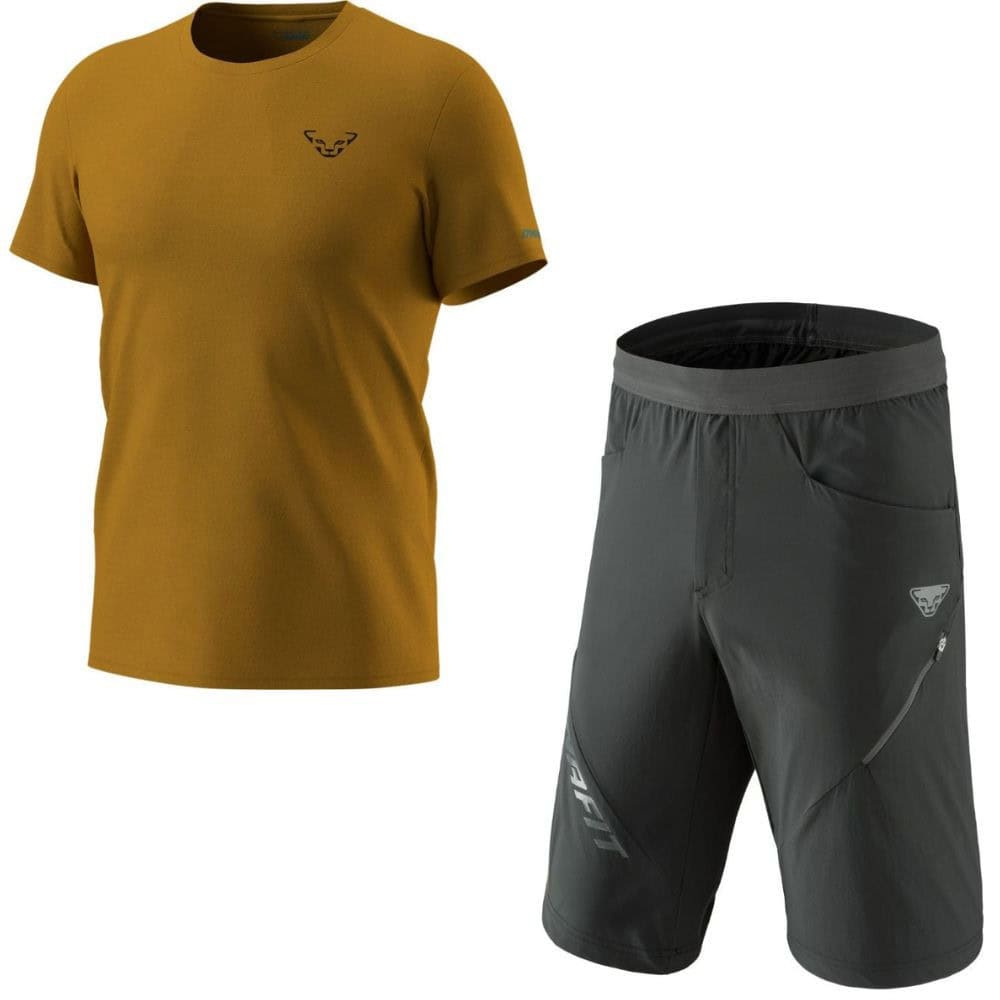 Komplet DYNAFIT 24/7 Graphic T-Shirt M Relic/Striped Elevation + DYNAFIT Transalper Hybrid Black - SETY - Letné oblečenie - 1