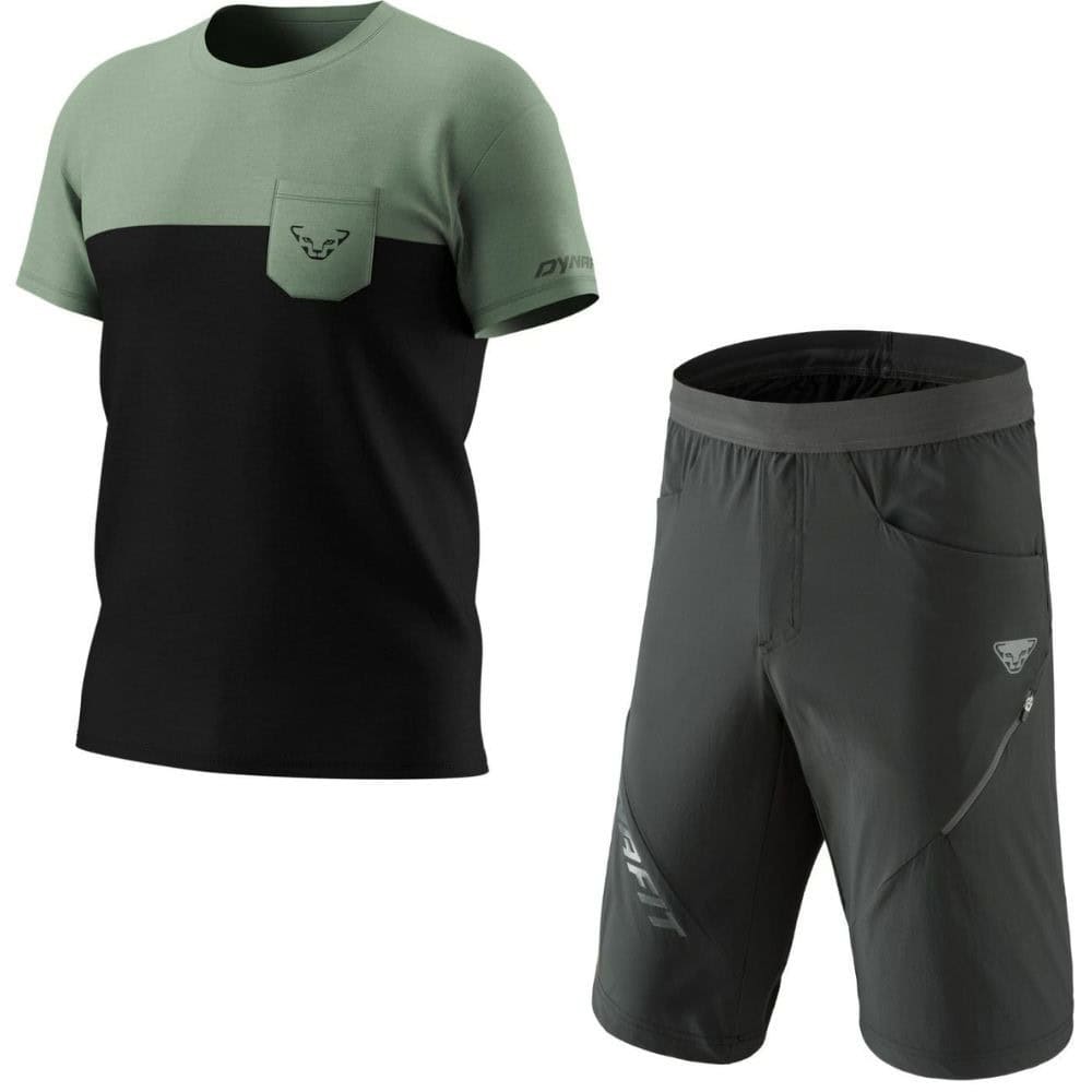 Komplet DYNAFIT Transalper Pocket S/S Tee M Sage + DYNAFIT Transalper Hybrid Black - SETY - Letné oblečenie - 1