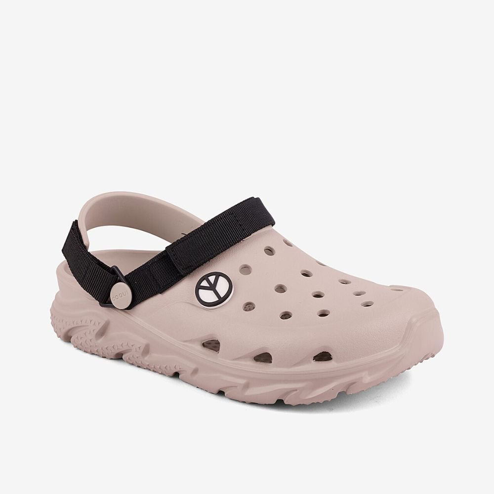 Obuv COQUI Clogsy Cody Lt. Taupe/Black Velcro + Amulet - Šľapky a sandále - 1