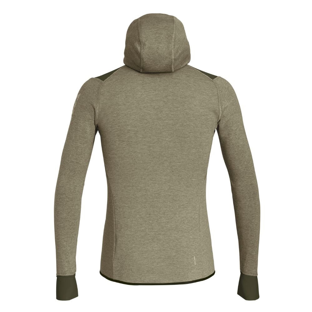 Mikina SALEWA Puez 2 Dry M L/S Hood FZ Tee Dark Olive Melange - Technické mikiny - 3