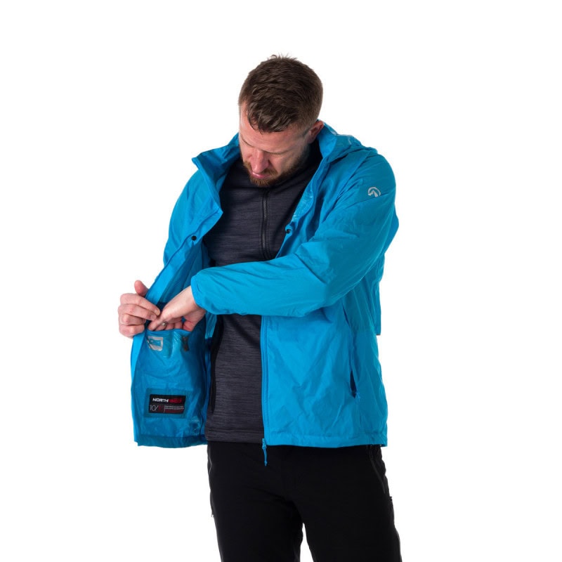 Pánska vodotesná zbaliteľná outdoorová bunda NORTHFINDER Northkit Modrá - Bundy & Vesty - 3