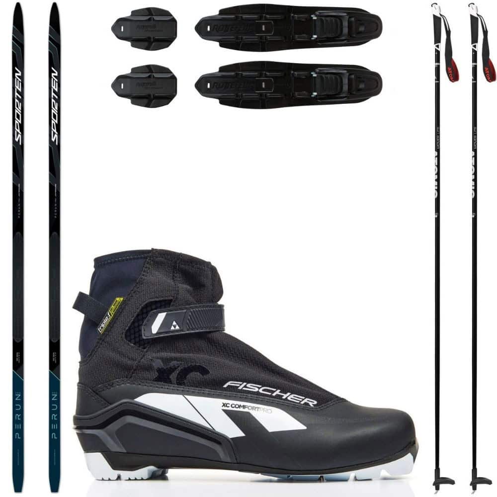 Bežkový set SPORTEN Perun Pro Skin so stúpacím pásom + viazanie + topánky Fischer XC + palice - Pánske sety - 1