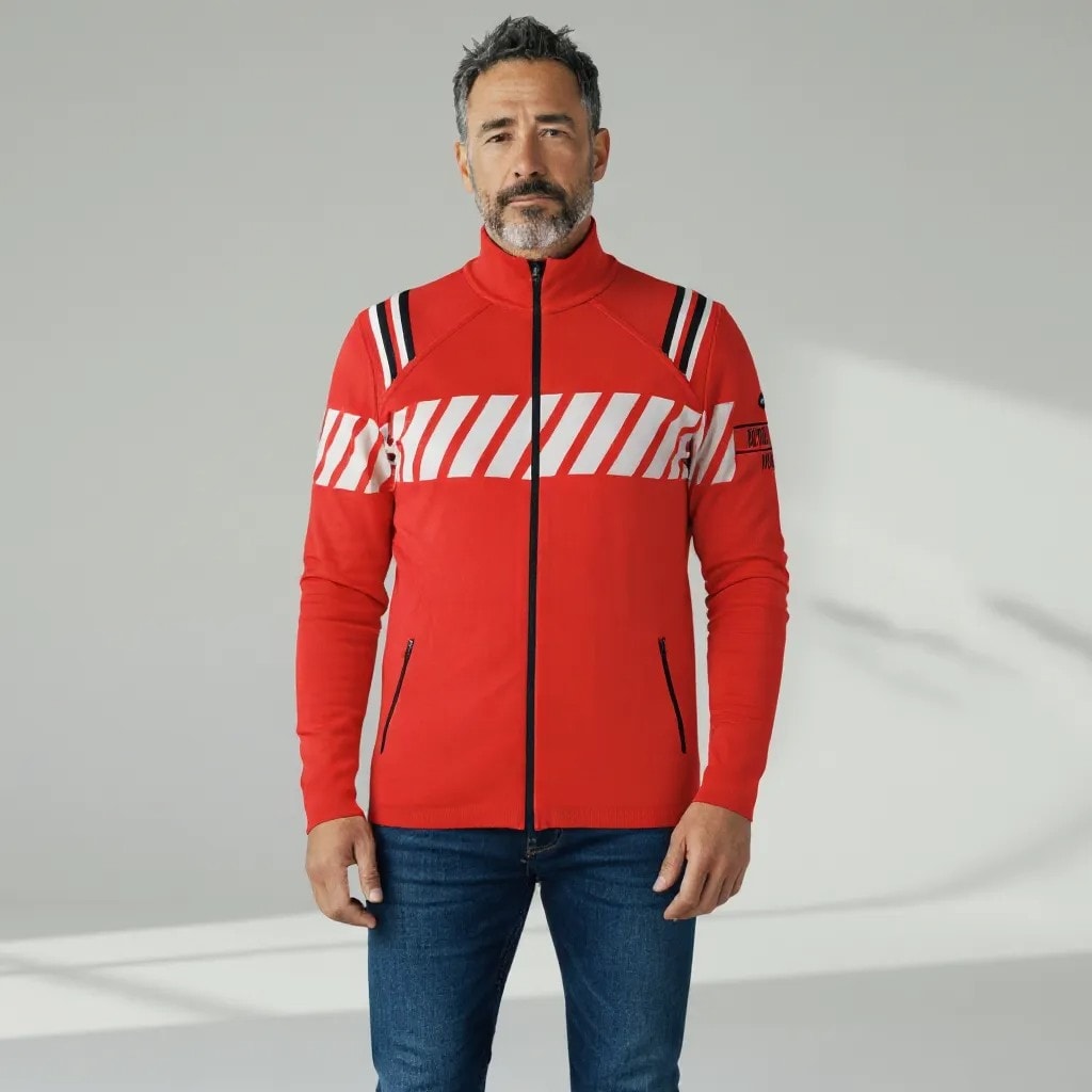 Sveter NEWLAND Man Full Zip Red/Black - Mikiny bez kapucne - 1
