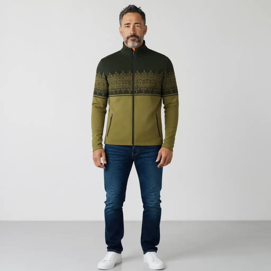 NEWLAND Man Full Zip Khaki/Black - Mikiny bez kapucne - 2