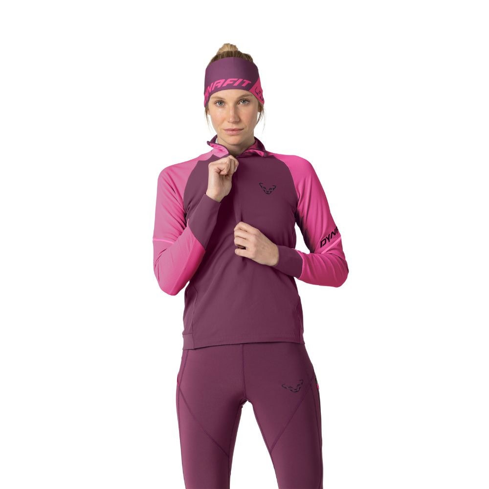 Funkčné tričko DYNAFIT Alpine Longsleeve 1/2 Zip Tee W Magenta - Dámske oblečenie - 2