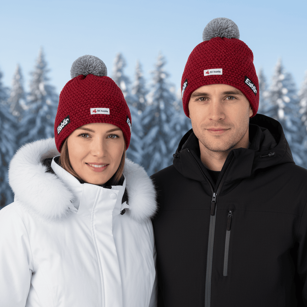 Zimná čiapka EISBÄR Jamie Pompon Mü SKA/ červeno-sivá - Čiapky - 2