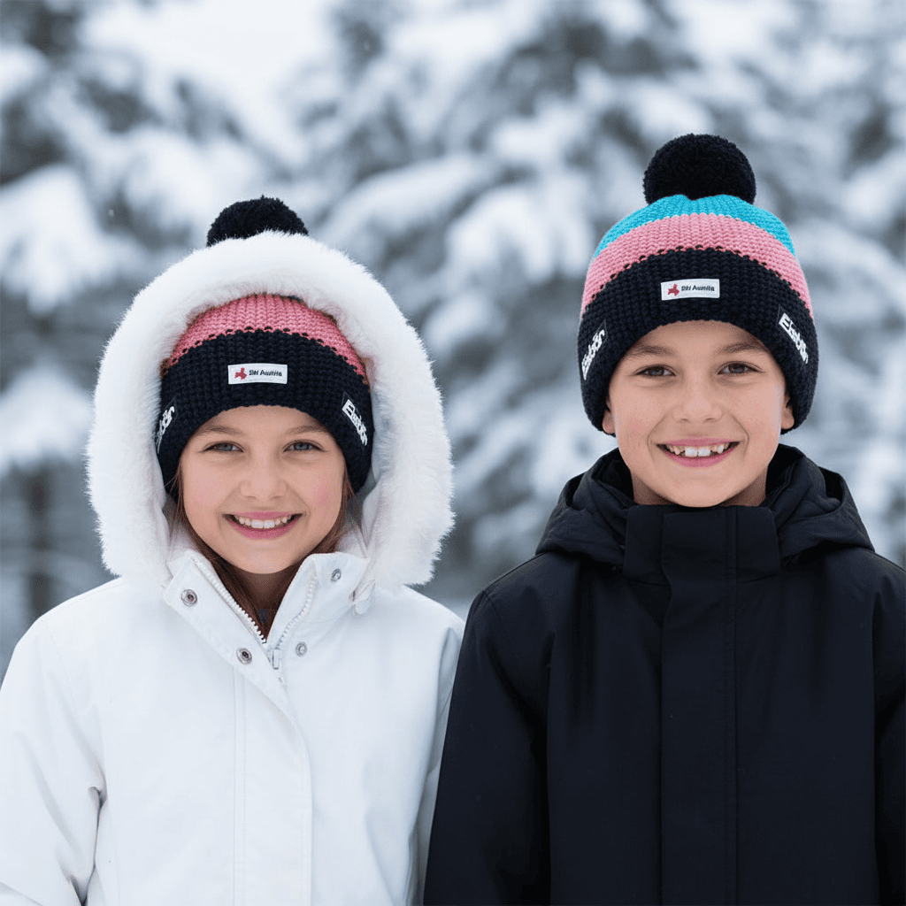 Zimná čiapka EISBÄR Star Pompon Mü SKA Kids, Ružová/ Čierna/ Tyrkysová - Zimné čiapky - 2