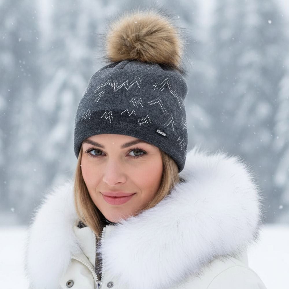 Zimná čiapka EISBÄR Draw Lux Crystal Mü čierno-sivá - Čiapky - 2