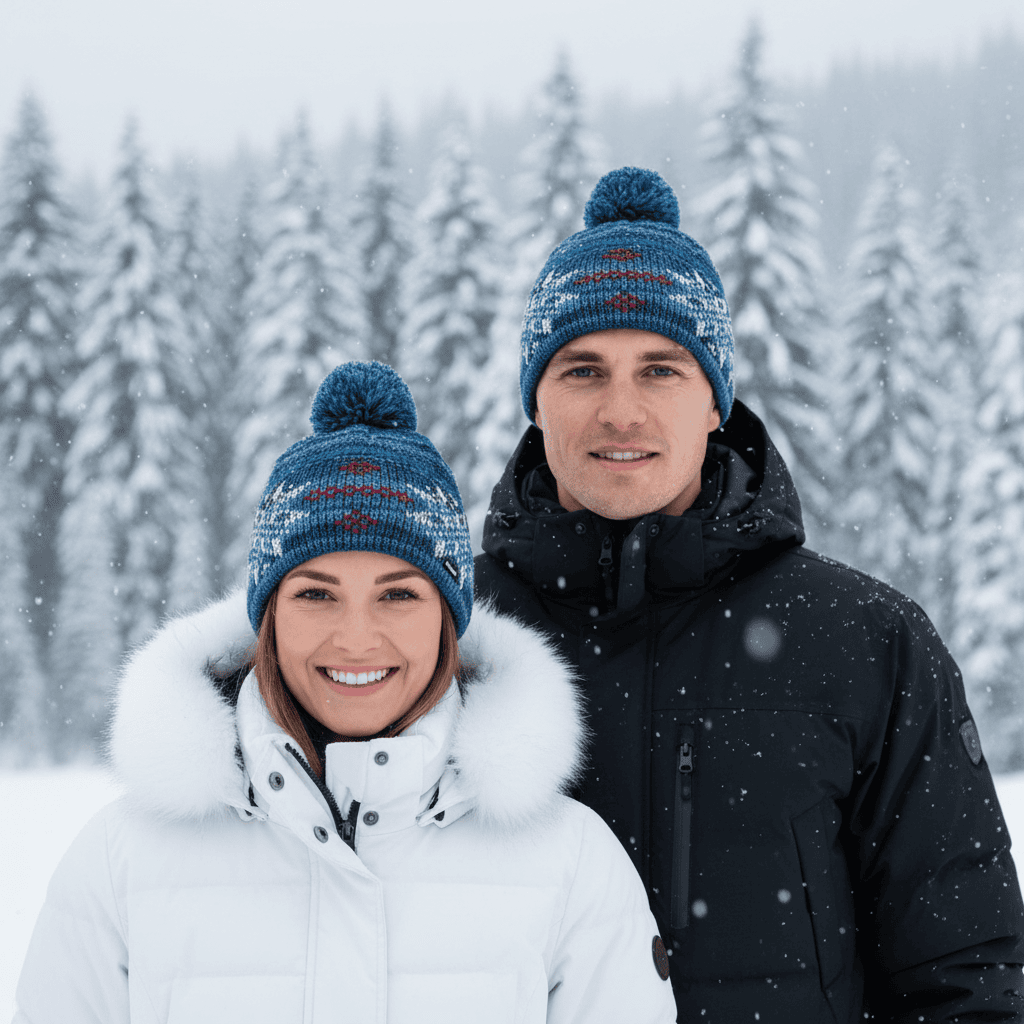 Zimná čiapka EISBÄR Ike Pompon MÜ blaujeans-white-ardea - Čiapky - 2